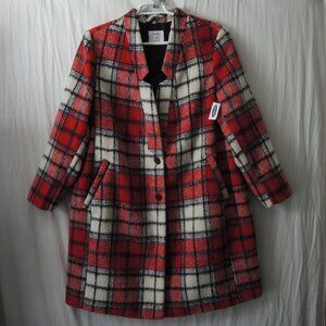 Red Plaid Overcoat Soft-Brushed Wool Blend Plus Size 2X Old Navy